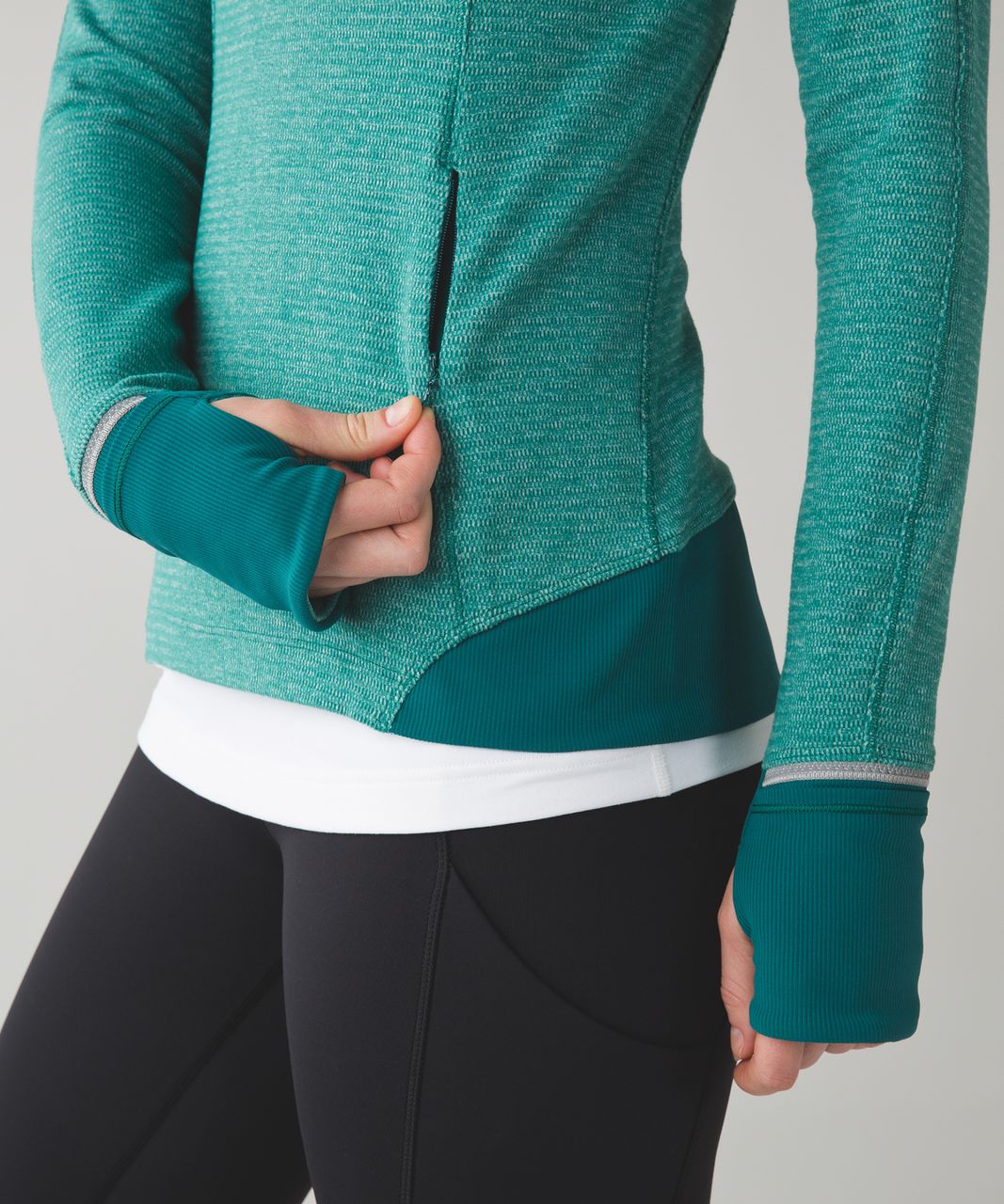 Lululemon Runderful 1/2 Zip - Mini Check Pique Hunter Green Heathered Hunter Green / Forage Teal