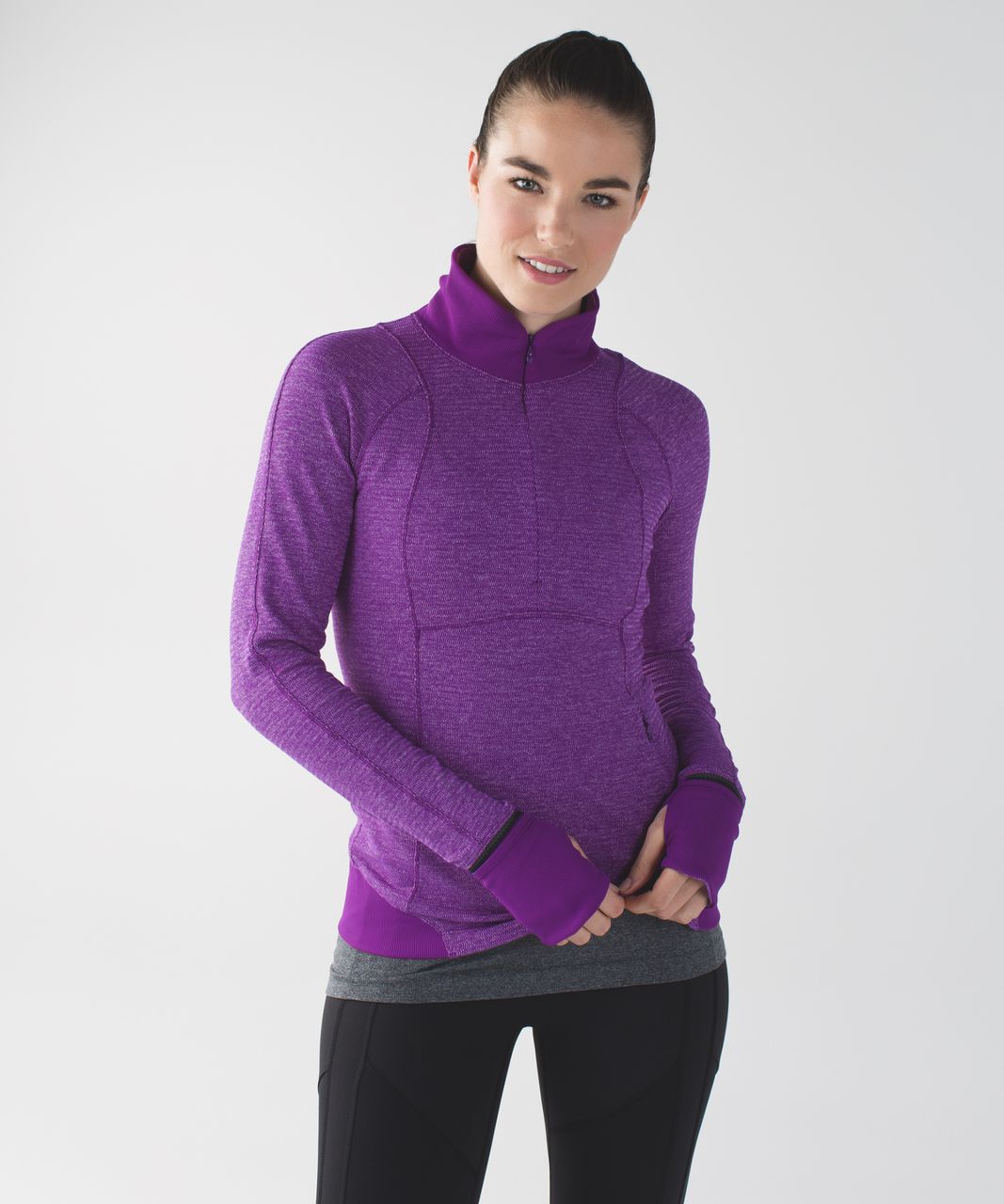 Lululemon Runderful 1/2 Zip - Mini Check Pique Tender Violet Heathered Tender Violet / Tender Violet