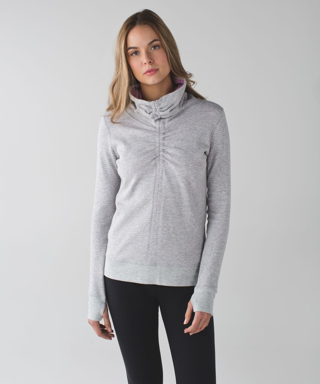 Lululemon Open Your Heart Long Sleeve - Heathered Light Grey / Classic  Stripe Heathered Light Grey Raspberry / Heathered Light Grey - lulu fanatics