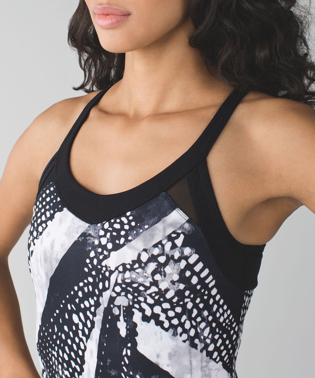 Lululemon Free Flowing Tank - Static Mist White Black / Black