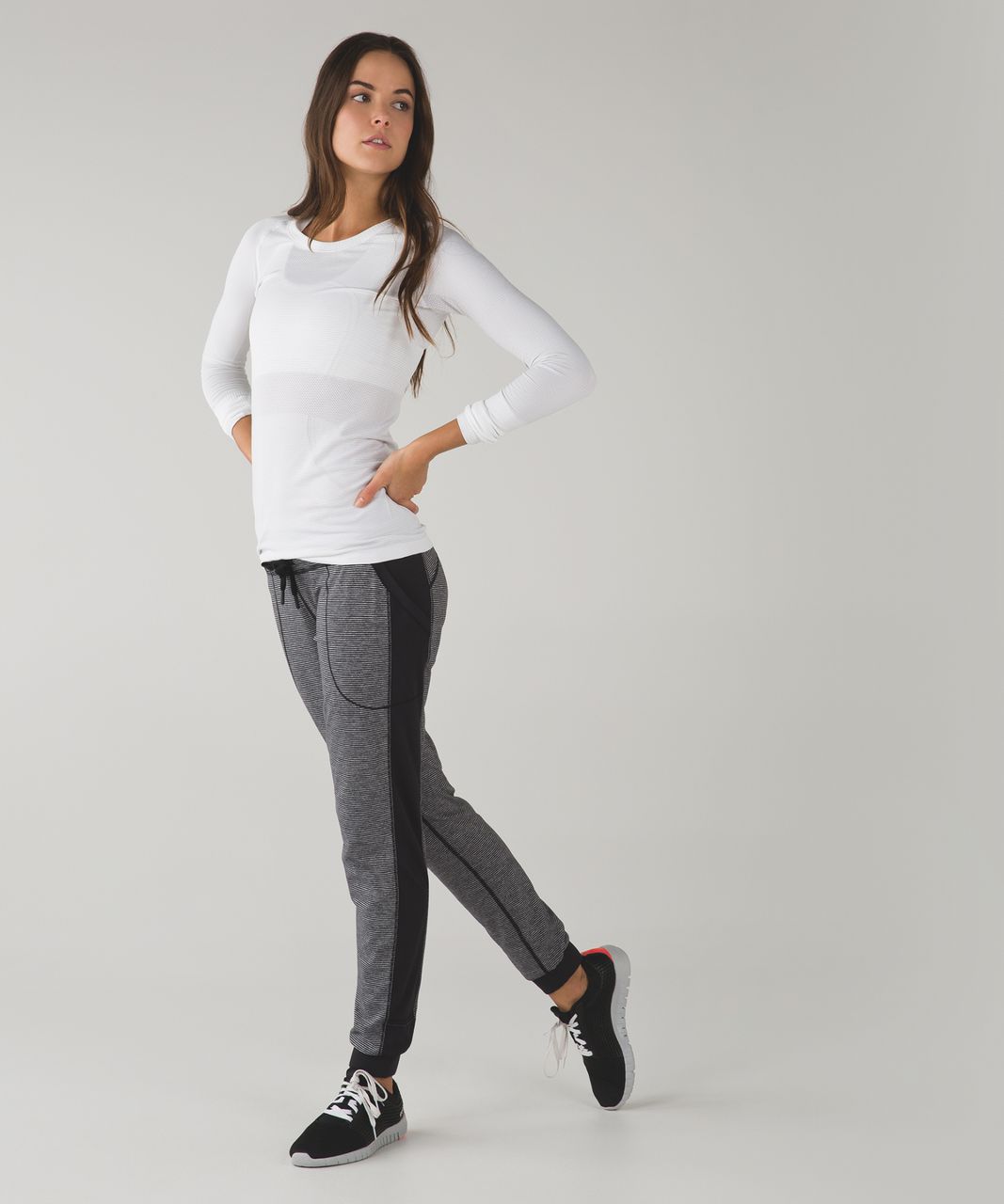 Lululemon Base Runner Pant III - Tonka Stripe Black Heathered Slate / Black