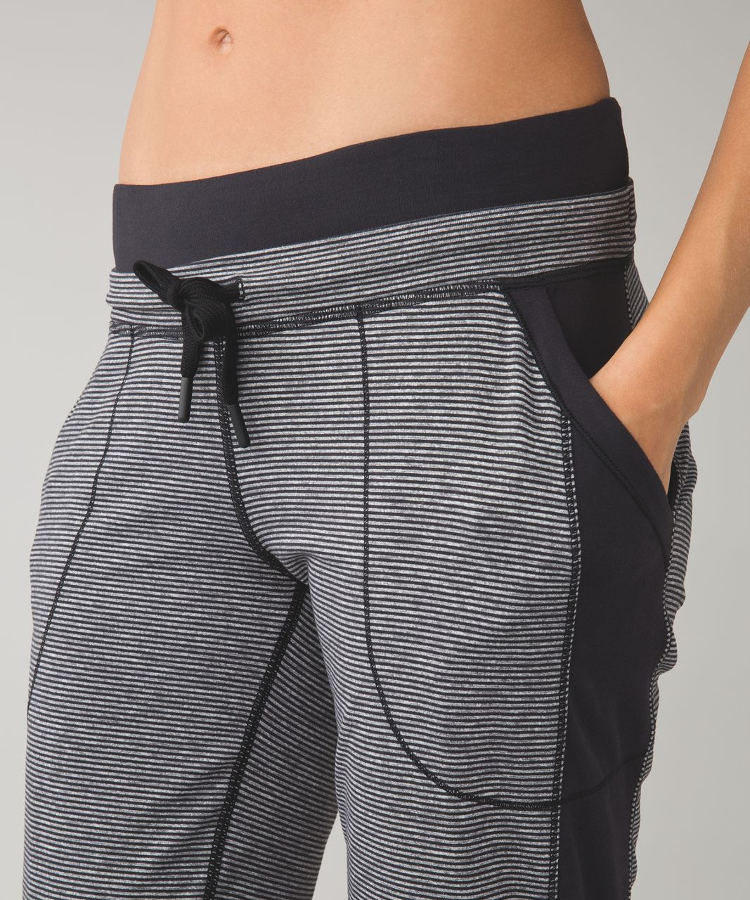 Lululemon Base Runner Pant III - Tonka Stripe Black Heathered Slate / Black