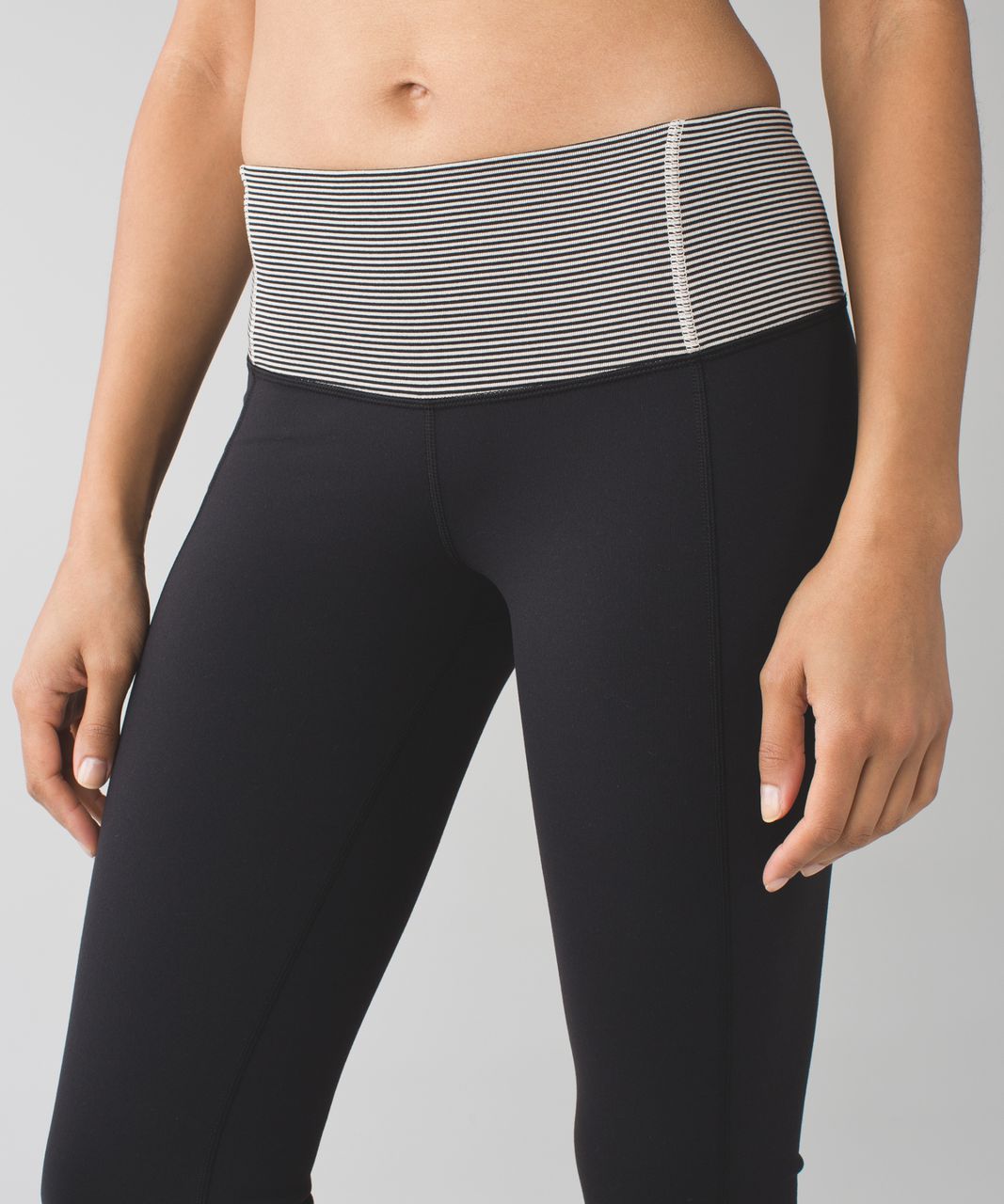 Lululemon Gather & Crow Crop II *Full-On Luon - Black / Tonka Stripe Black Cashew