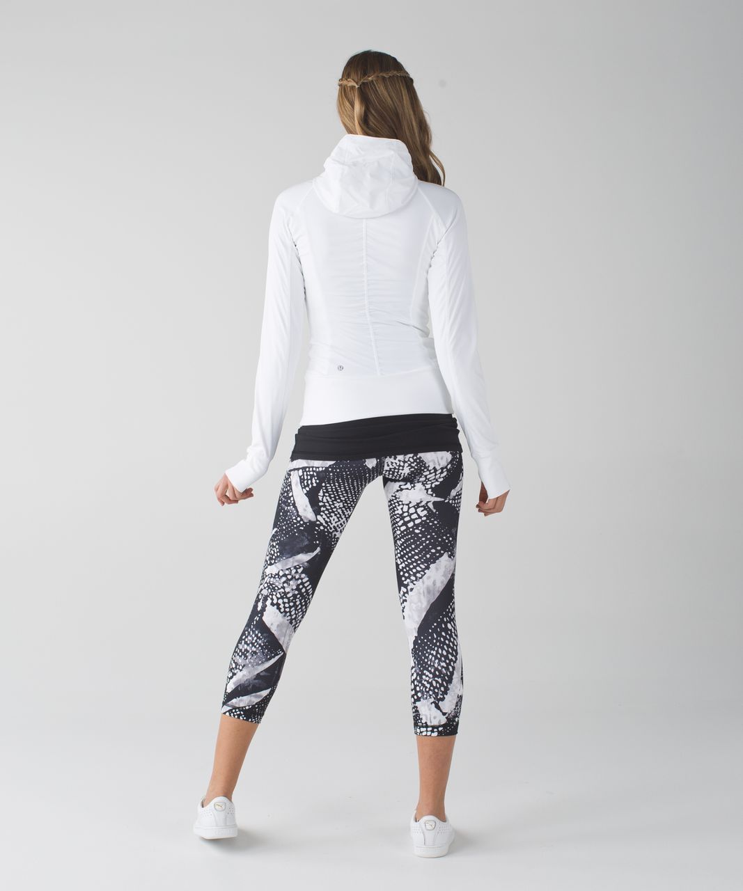 Lululemon Wunder Under Crop III *Full-On Luon - Static Mist White Black