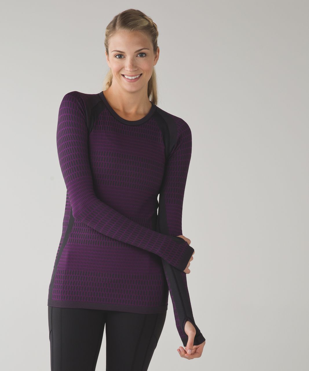 Lululemon About That Base Long Sleeve - Black / Tender Violet