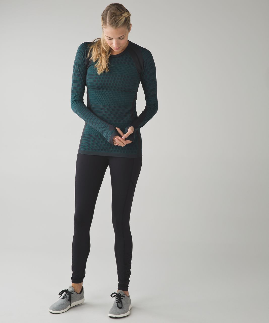 Lululemon About That Base Long Sleeve - Black / Forage Teal