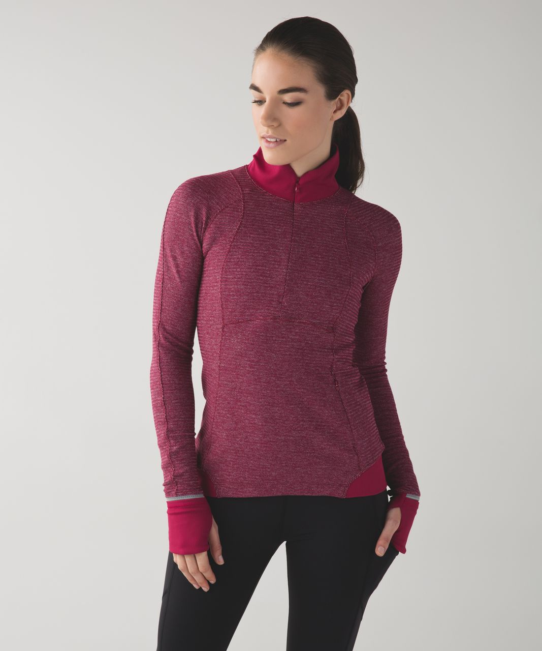 Lululemon Runderful 1/2 Zip - Mini Check Pique Bordeaux Drama Heathered Berry Rumble / Berry Rumble