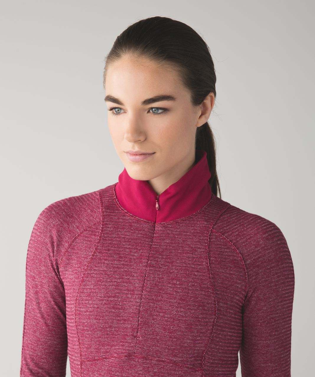 Lululemon Runderful 1/2 Zip - Mini Check Pique Bordeaux Drama Heathered ...