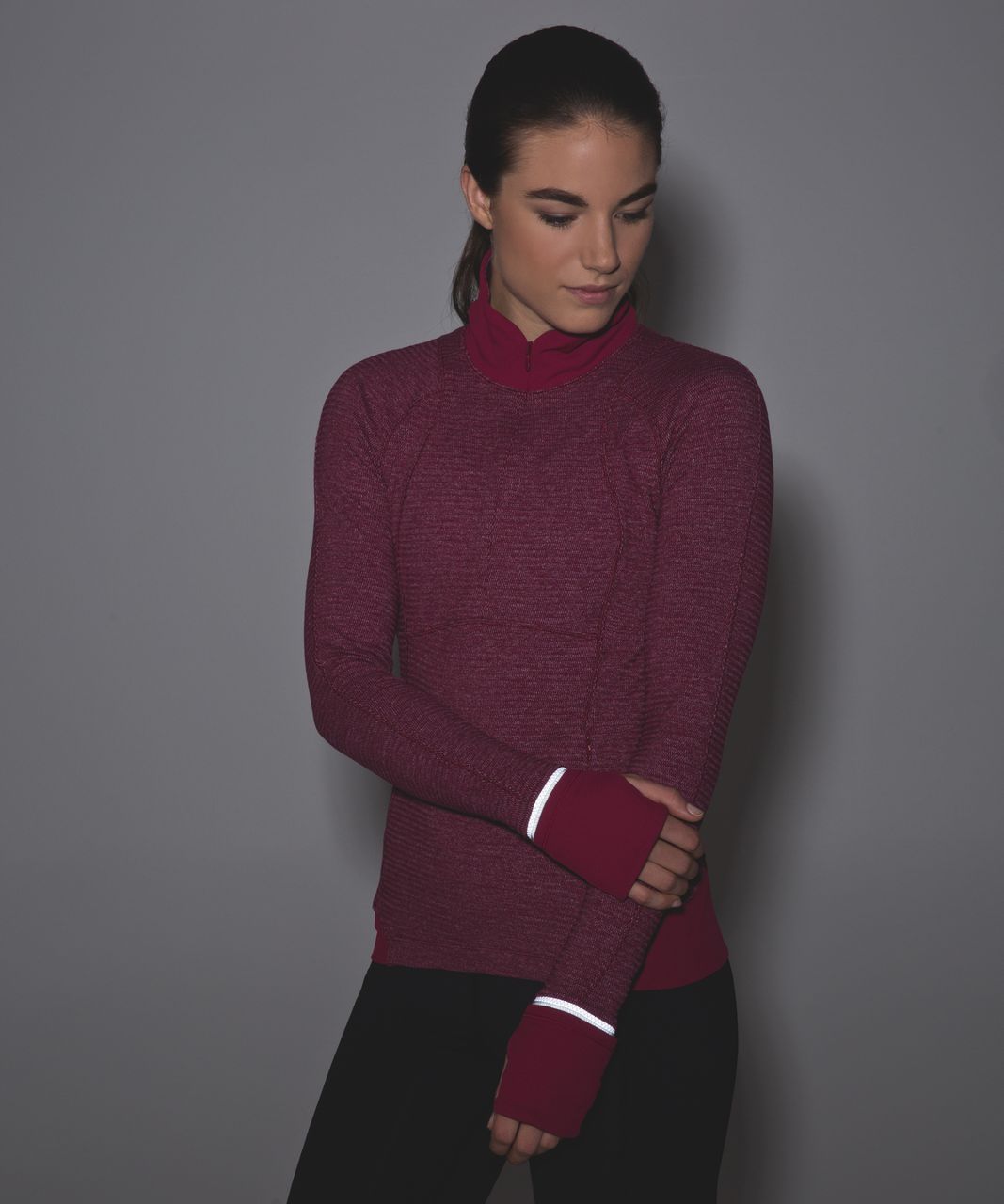 Lululemon Runderful 1/2 Zip - Mini Check Pique Bordeaux Drama Heathered Berry Rumble / Berry Rumble