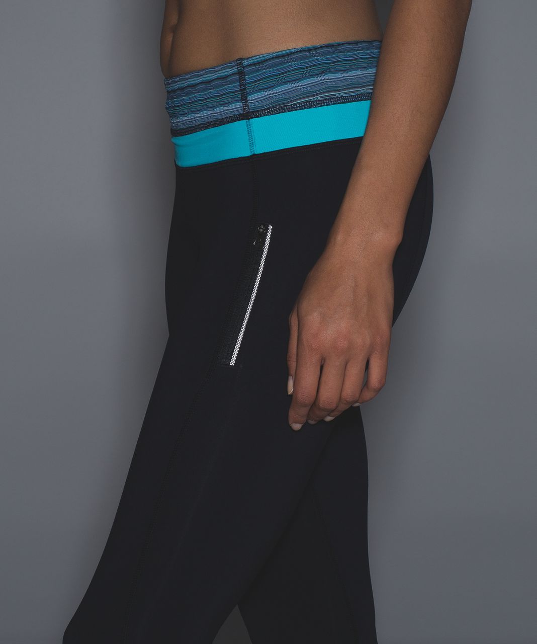 Lululemon Inspire Tight II (Mesh) - Heathered Black / Black / Blue Tropics  - lulu fanatics