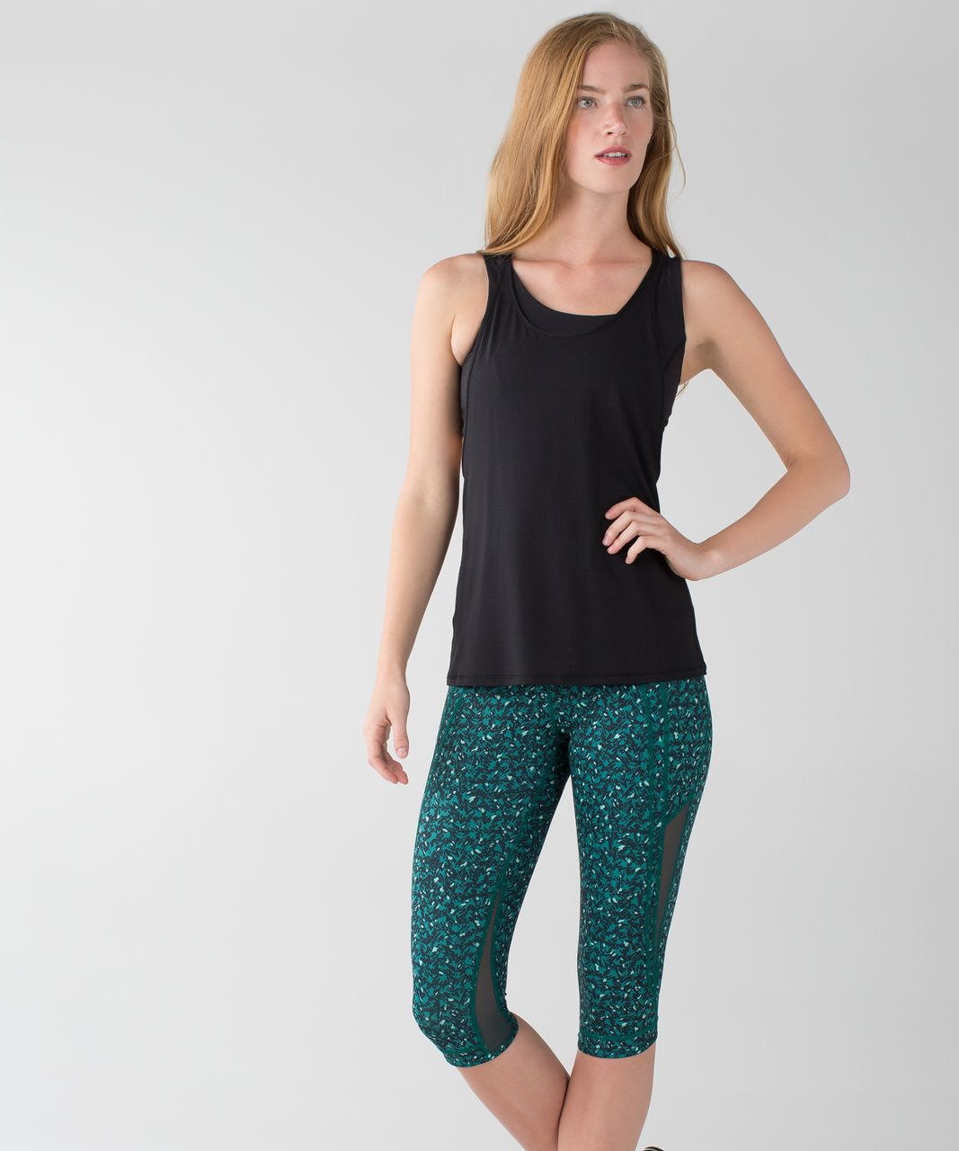 Lululemon Drop It Like It's Hot Crop - Mountain Peaks Black Forage Teal / Dark Fuel