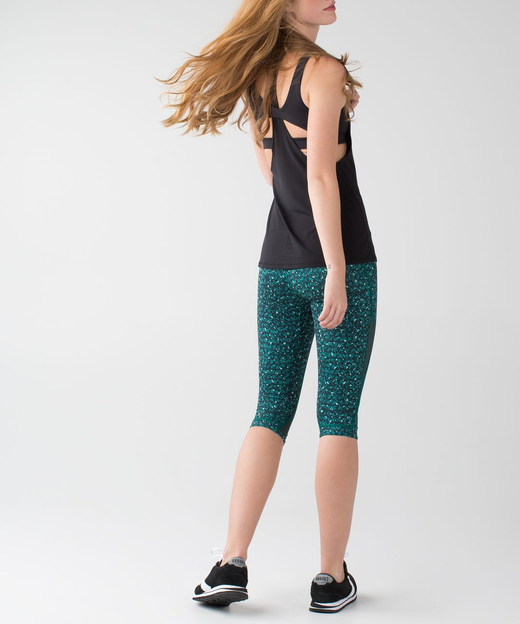 Lululemon Drop It Like It's Hot Crop - Mountain Peaks Black Forage Teal / Dark Fuel