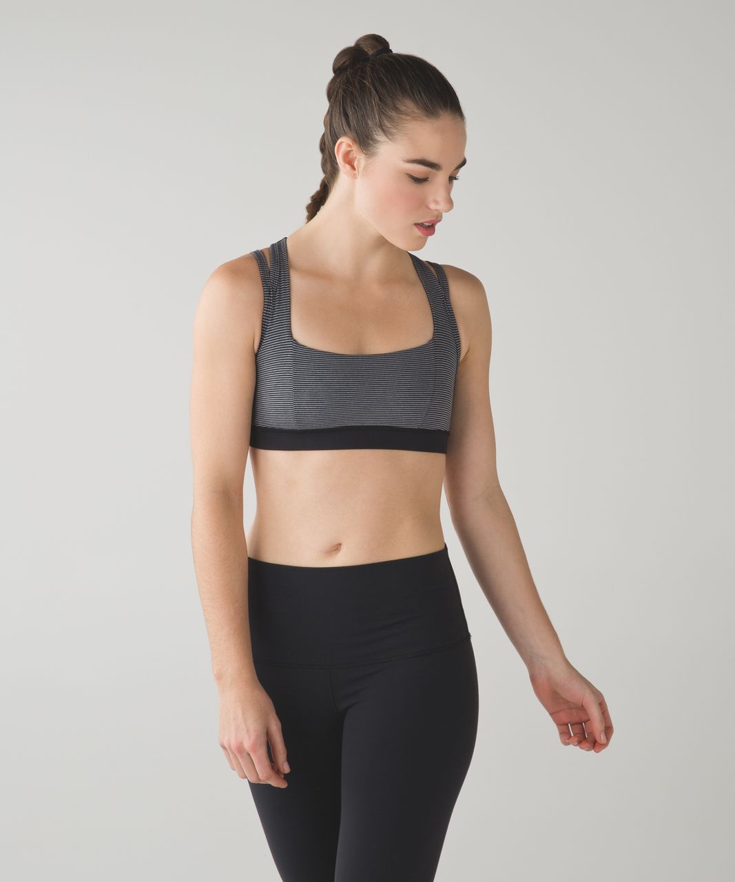 Lululemon Splendour Bra - Tonka Stripe Black Heathered Slate / Black