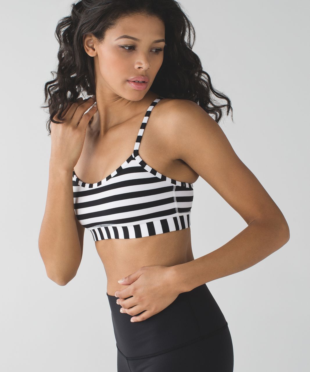 Lululemon Flow Y Bra IV - Apex Stripe Black White / Black - lulu fanatics