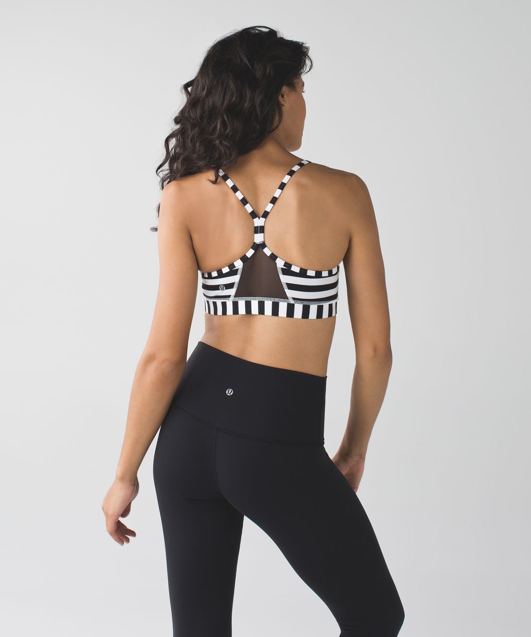 Lululemon Flow Y Bra IV - Apex Stripe Black White / Black