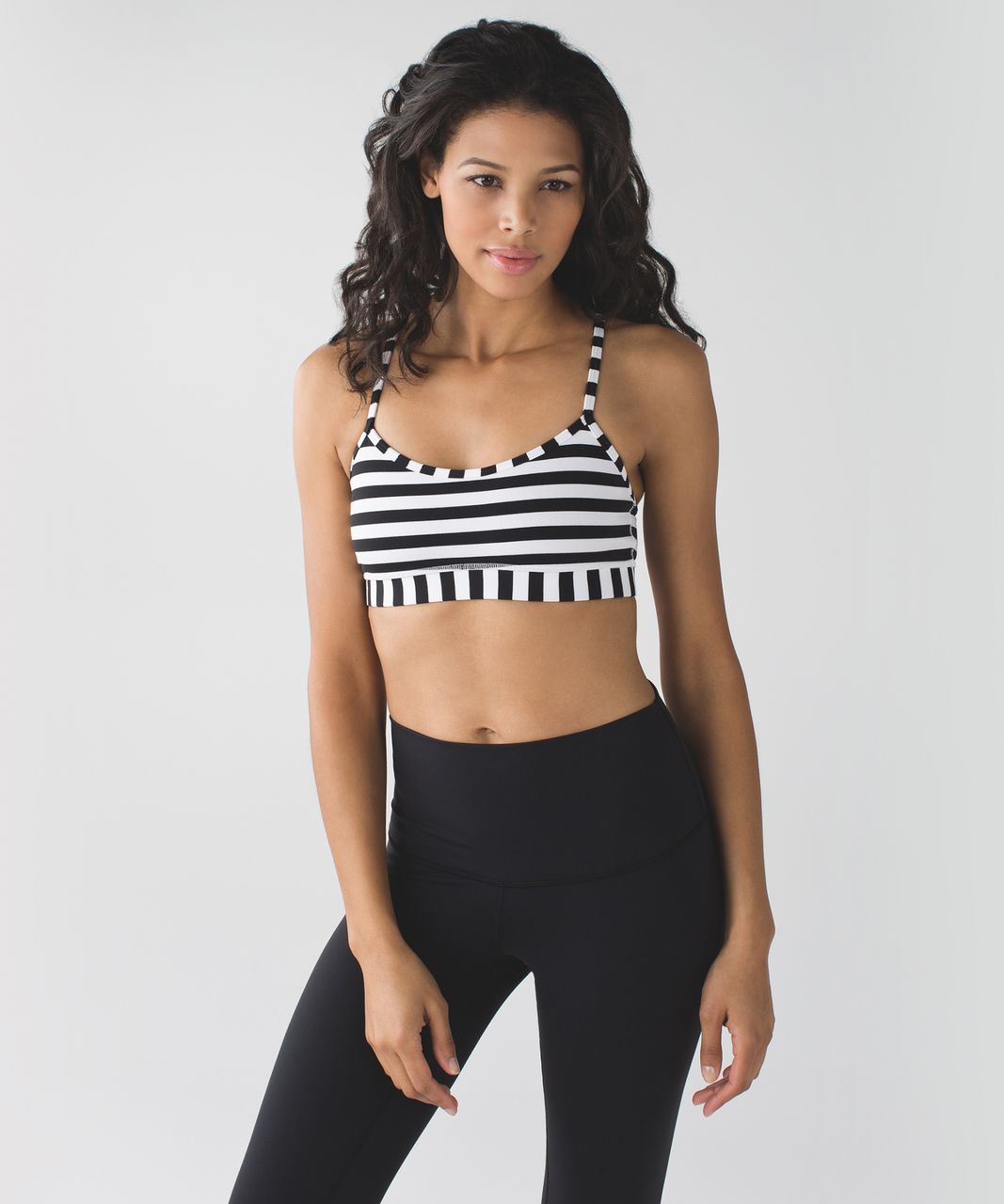 Lululemon Flow Y Bra IV - Apex Stripe Black White / Black