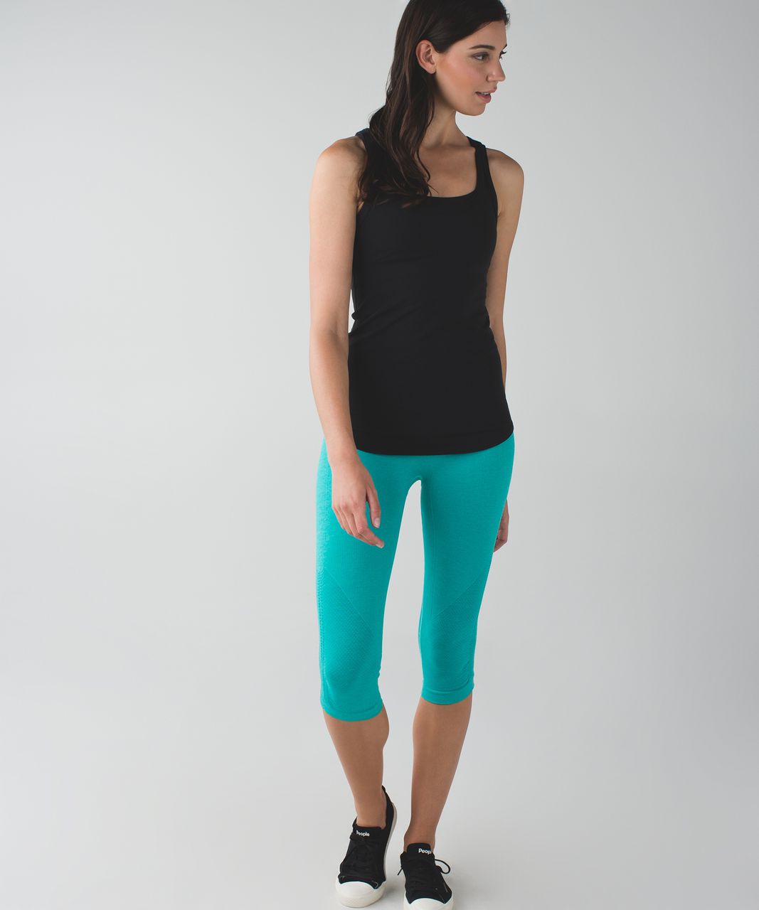 Lululemon In The Flow Crop II - Heathered Cosmic Teal