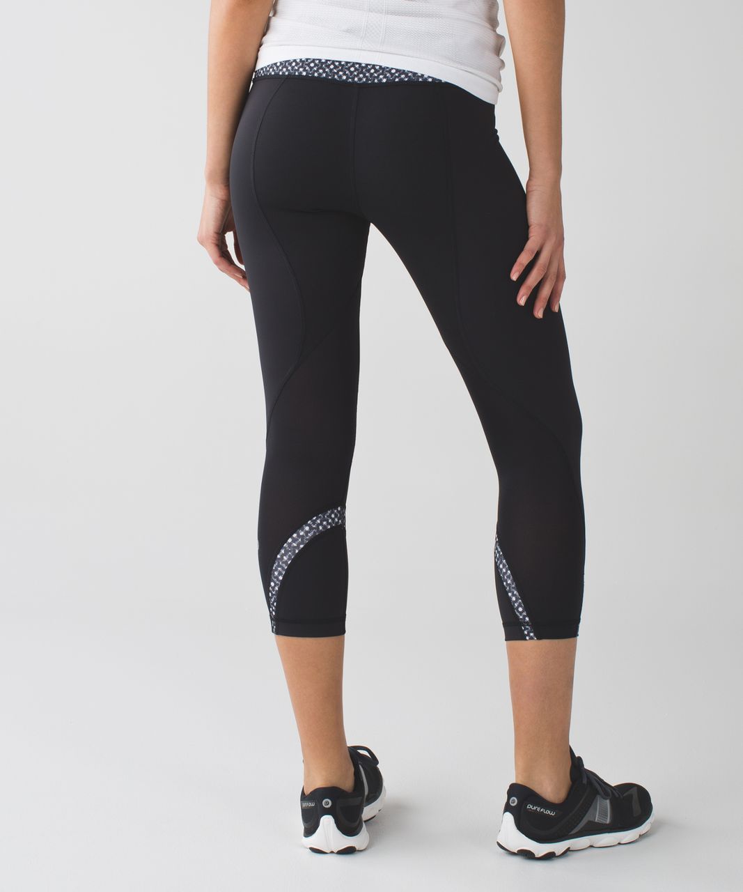 Lululemon Run:  Inspire Crop II *All Luxtreme - Black / Static Mist White Black / Millie Mesh White Black