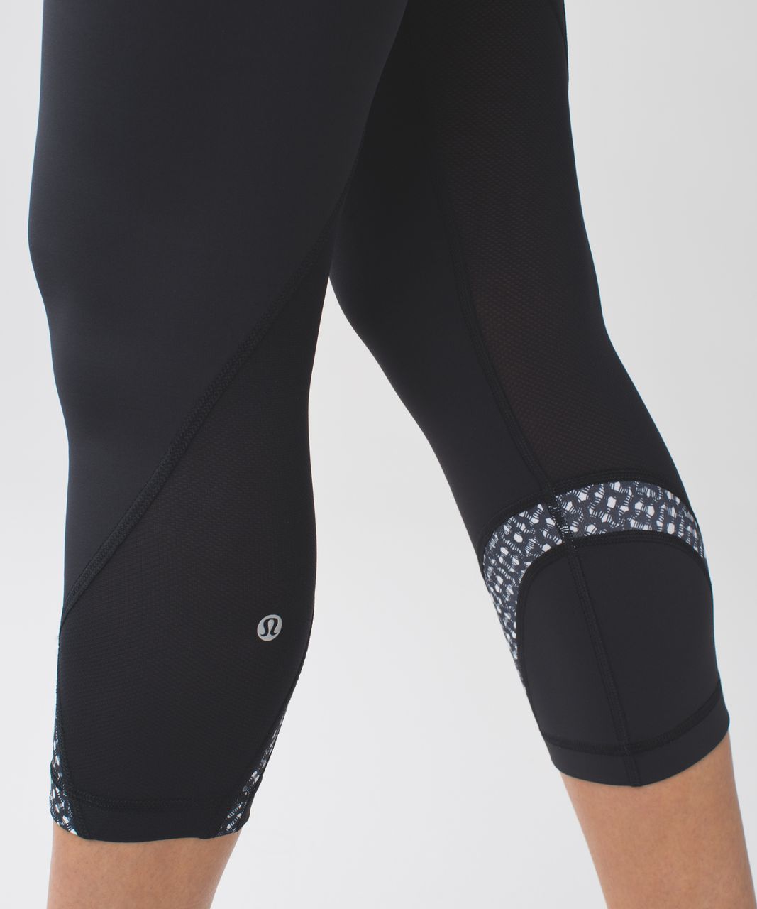 Lululemon Run:  Inspire Crop II *All Luxtreme - Black / Static Mist White Black / Millie Mesh White Black