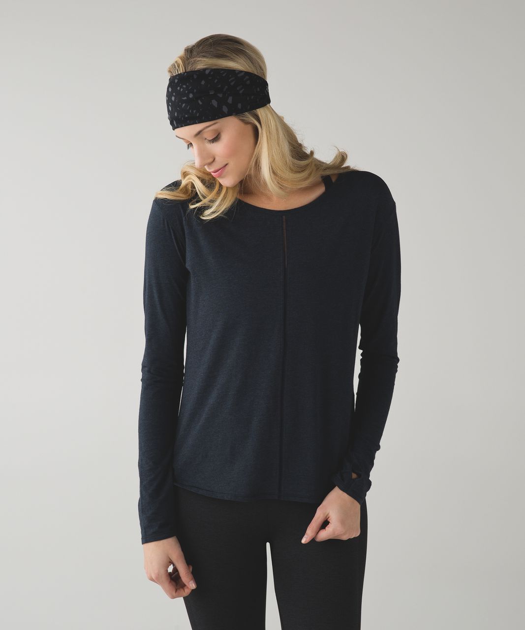 Lululemon Fringe Fighter Headband - Lace Play Dark Slate Black / Heathered Black