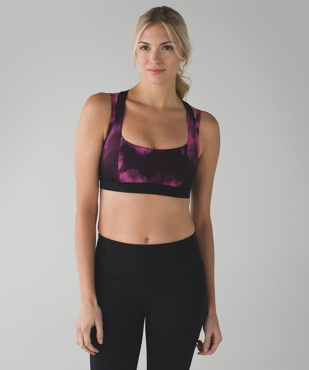 Lululemon Splendour Bra - Tonka Stripe Black Heathered Slate / Black - lulu  fanatics