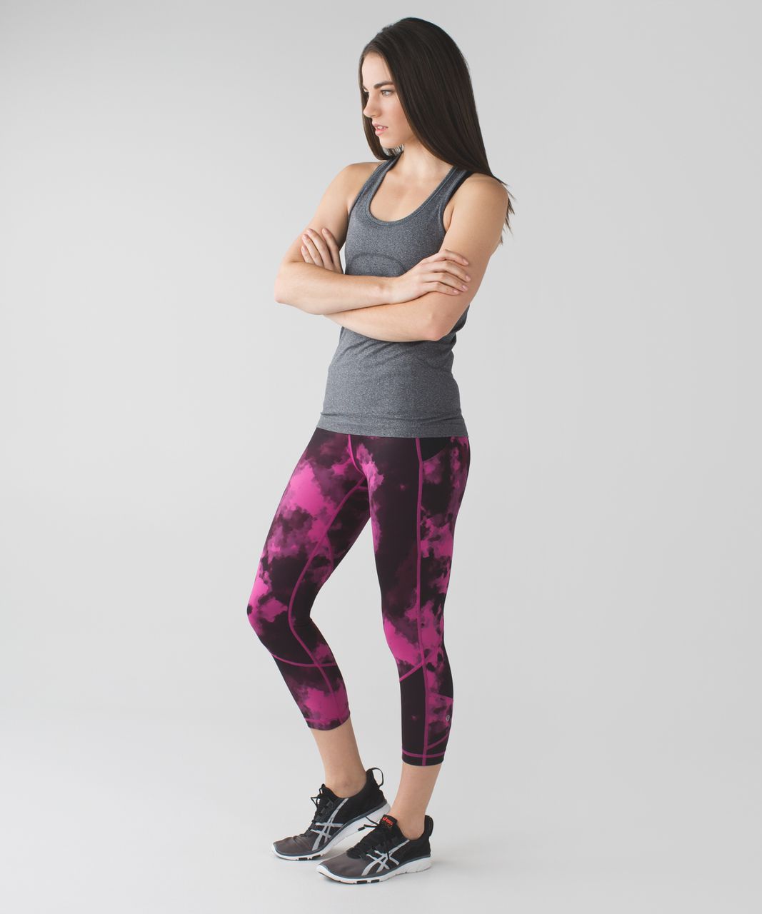 Lululemon Pace Rival Crop *Full-On Luxtreme - Blooming Pixie Raspberry  Black / Raspberry - lulu fanatics