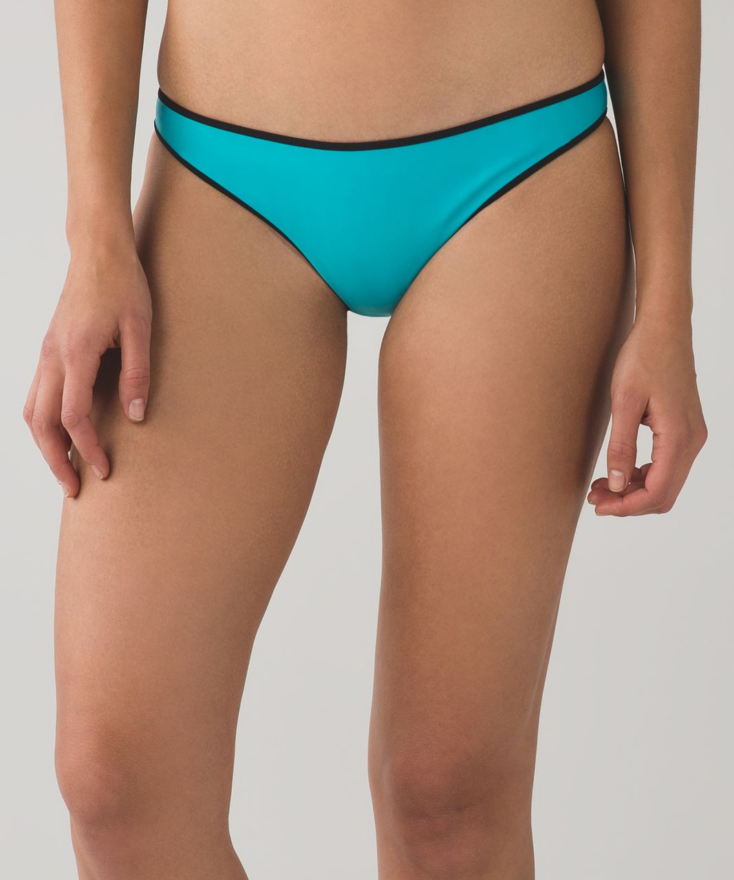 Lululemon Water:  Surf To Sand Bikini Bottom - Peacock Blue / Black / Narrow Bold Stripe Vertical Printed White Black