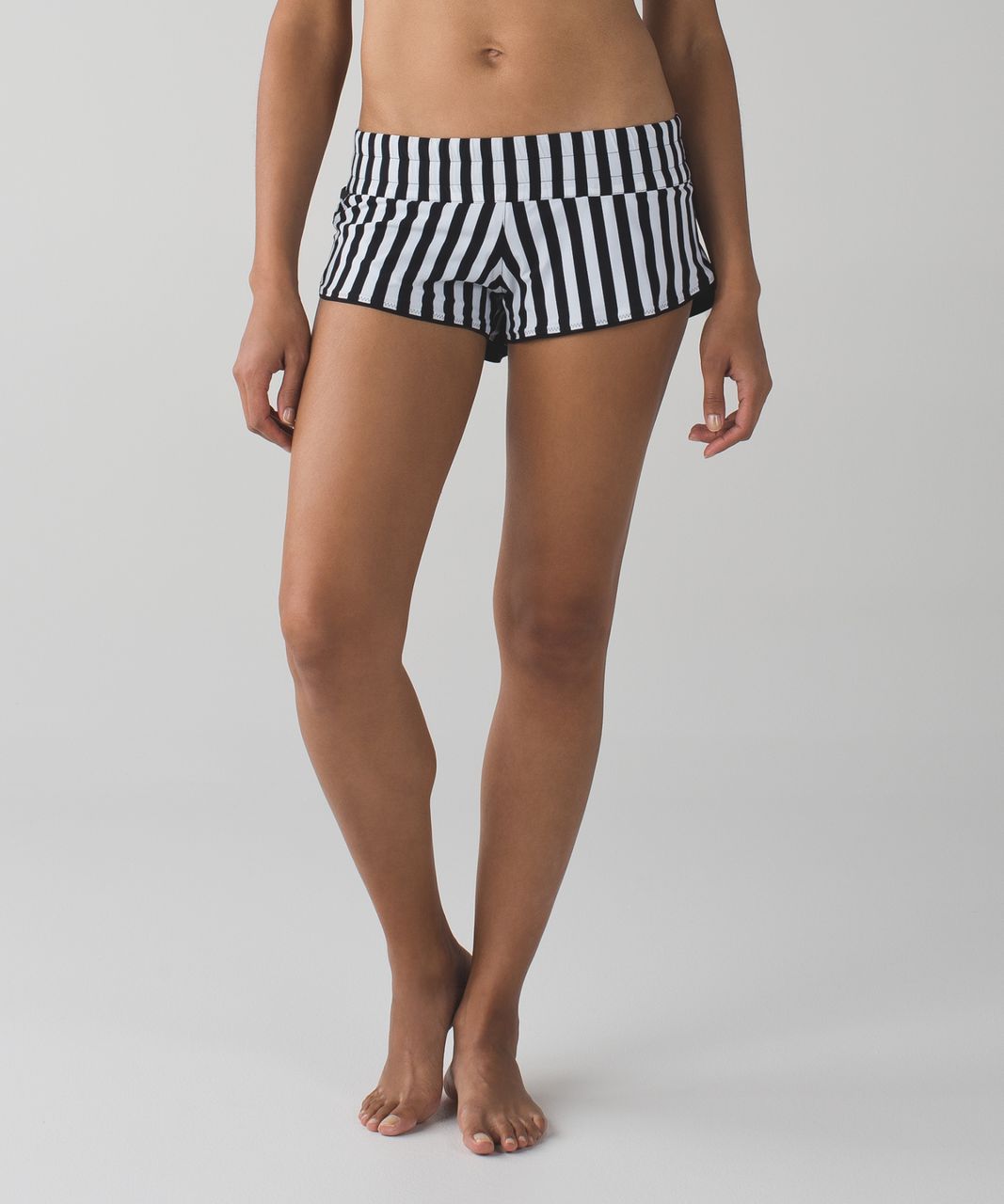 Lululemon Water:  Surf Short - Apex Stripe Printed White Black / Black