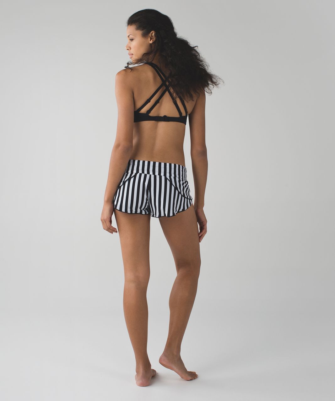 Lululemon Water:  Surf Short - Apex Stripe Printed White Black / Black