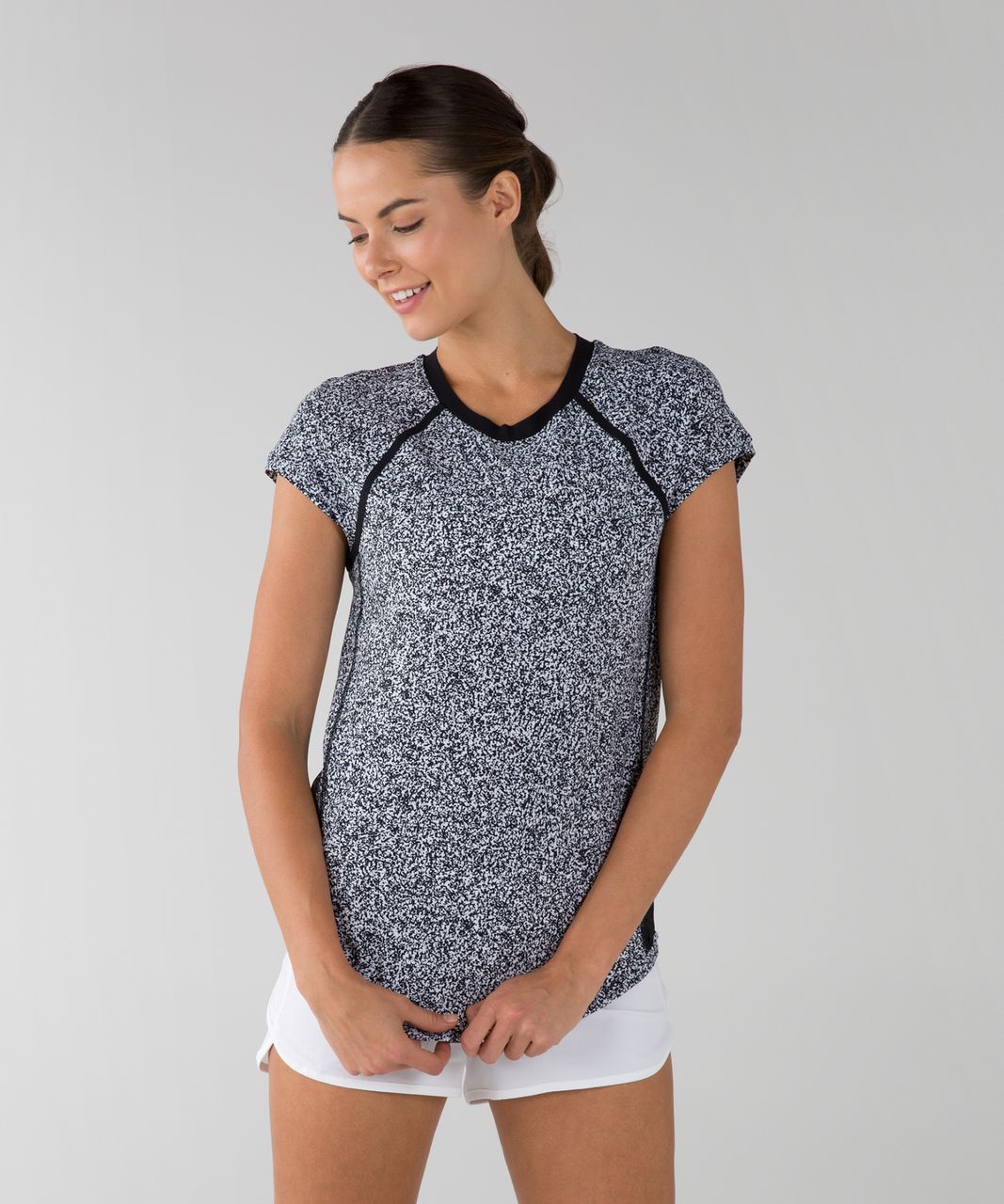 Lululemon Vent It Tee - Flashback Static White Black / Black