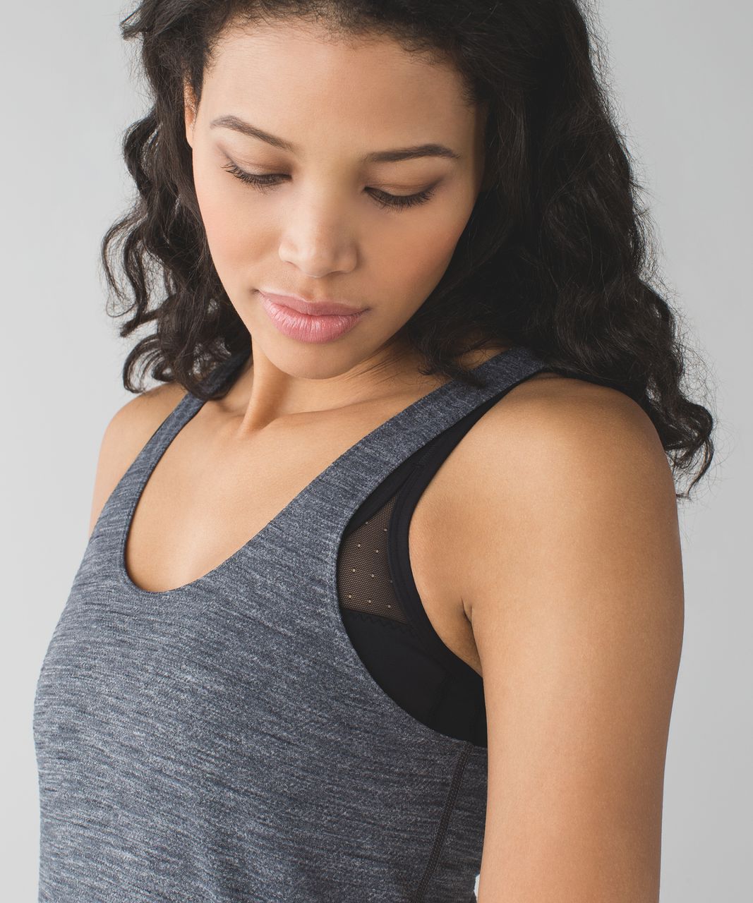 Lululemon Sweaty Endeavor Tank - Tiger Space Dye Dark Slate Black / Black