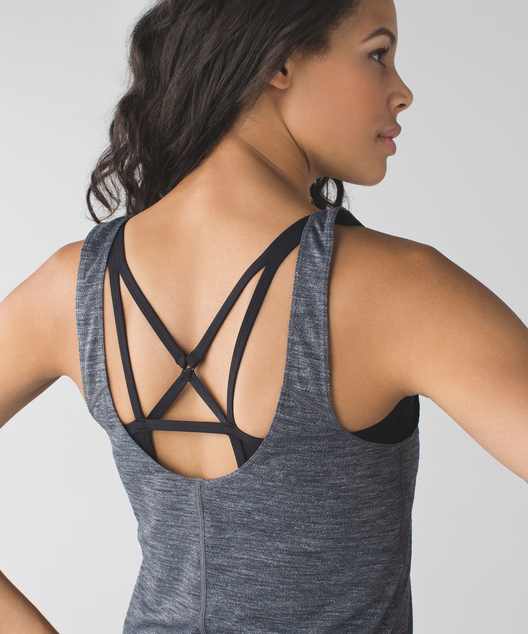 Lululemon Sweaty Endeavor Tank - Tiger Space Dye Dark Slate Black / Black - lulu  fanatics