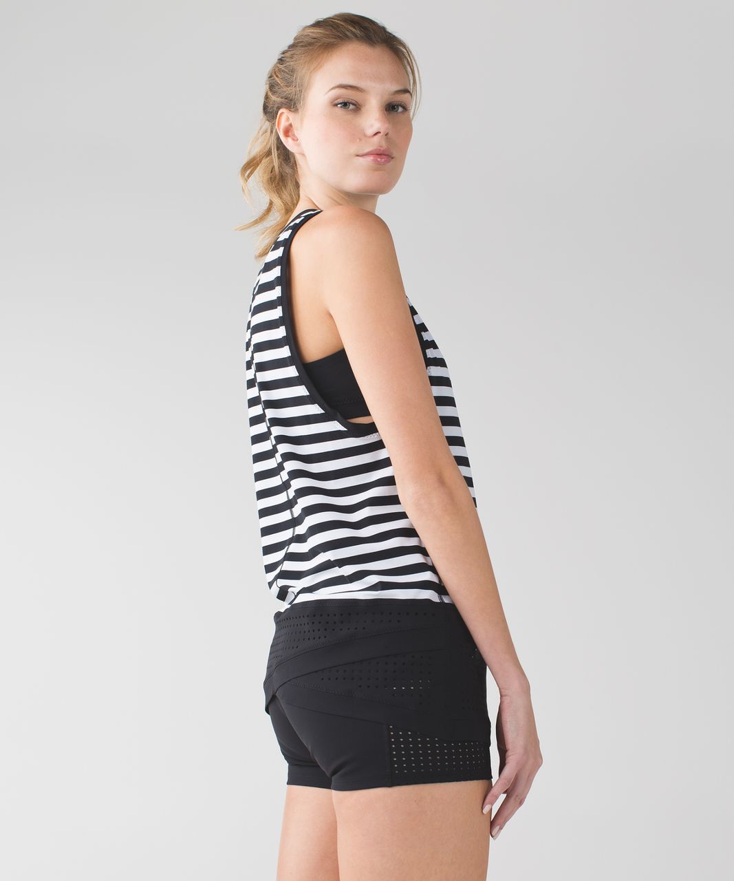 Lululemon Vent It Tank - Apex Stripe Printed White Black / Black