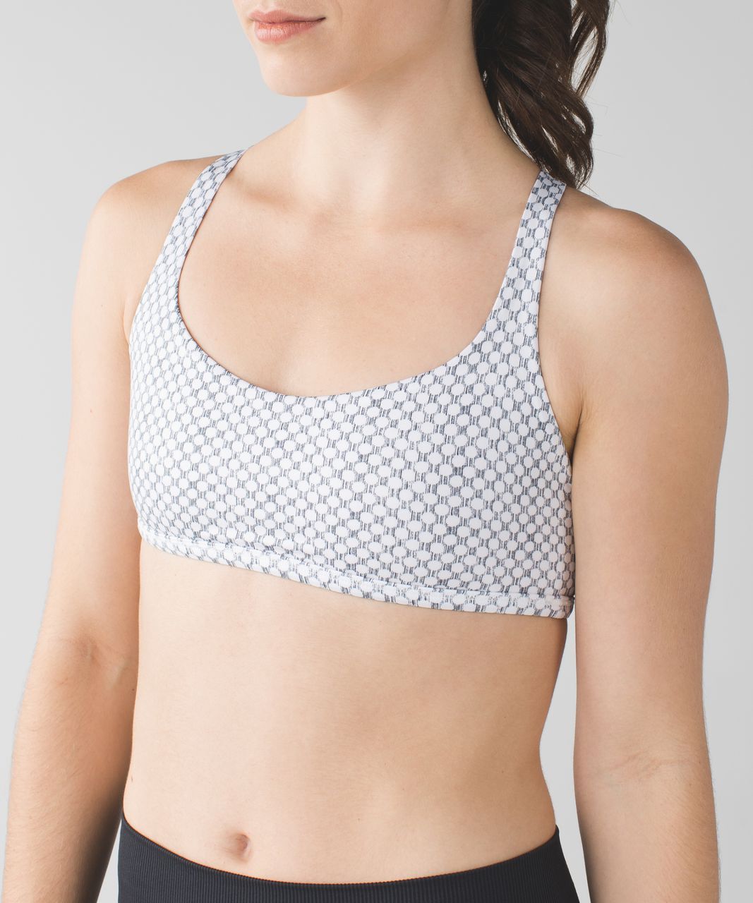 Lululemon Free To Be Bra *Wild - Dottie Eyelet White Black / Mish Mesh White Black