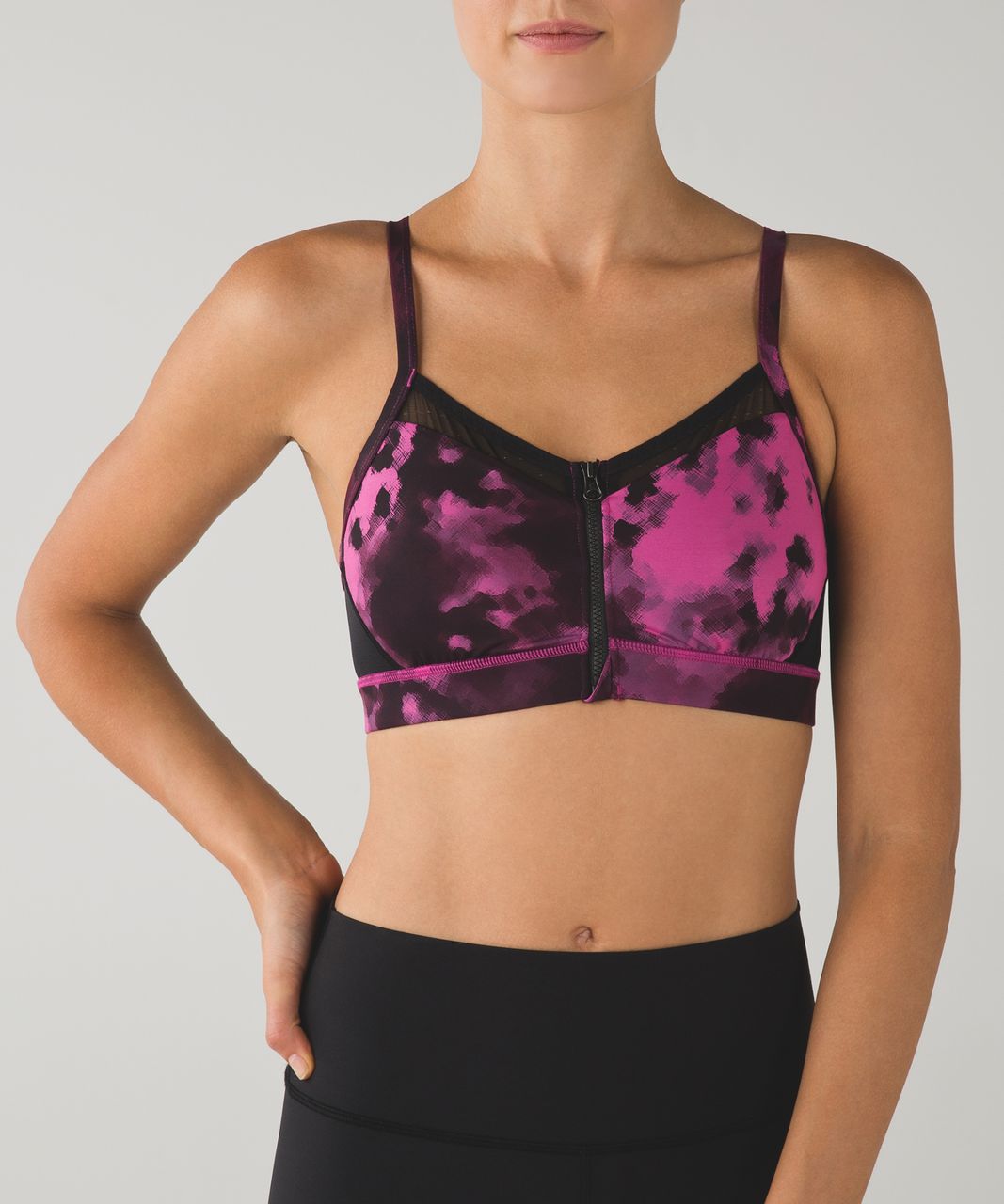 Lululemon Sweaty Endeavor Bra - Blooming Pixie Raspberry Black / Black