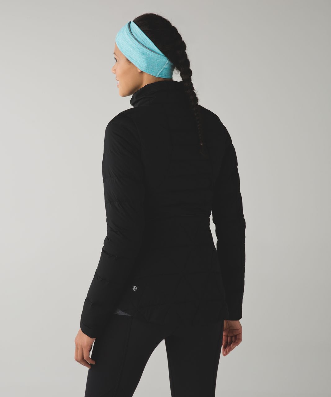 Lululemon Run And Done Ear Warmer *Ponytail - Mini Check Pique Aquamarine Heathered Peacock Blue / Mini Check Pique Aquamarine Heathered Peacock Blue