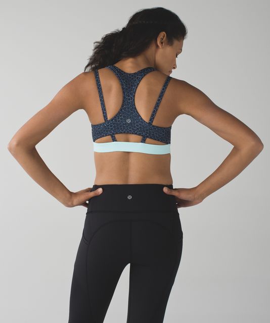 Lululemon Splendour Bra - Stripe Play Slate Black / Grapefruit