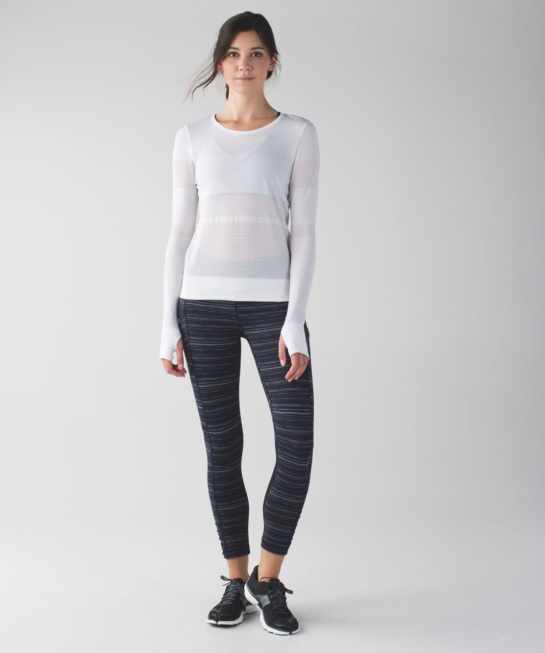 Lululemon Speed Crop - Cyber Stripe Naval Blue Black