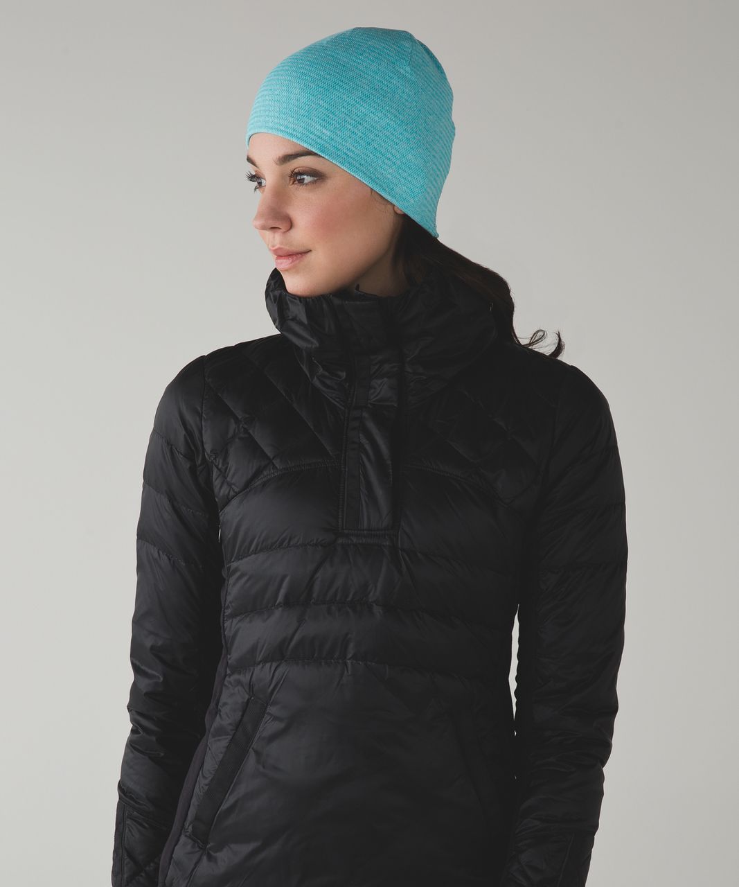 Lululemon Run And Done Toque - Mini Check Pique Aquamarine Heathered Peacock Blue