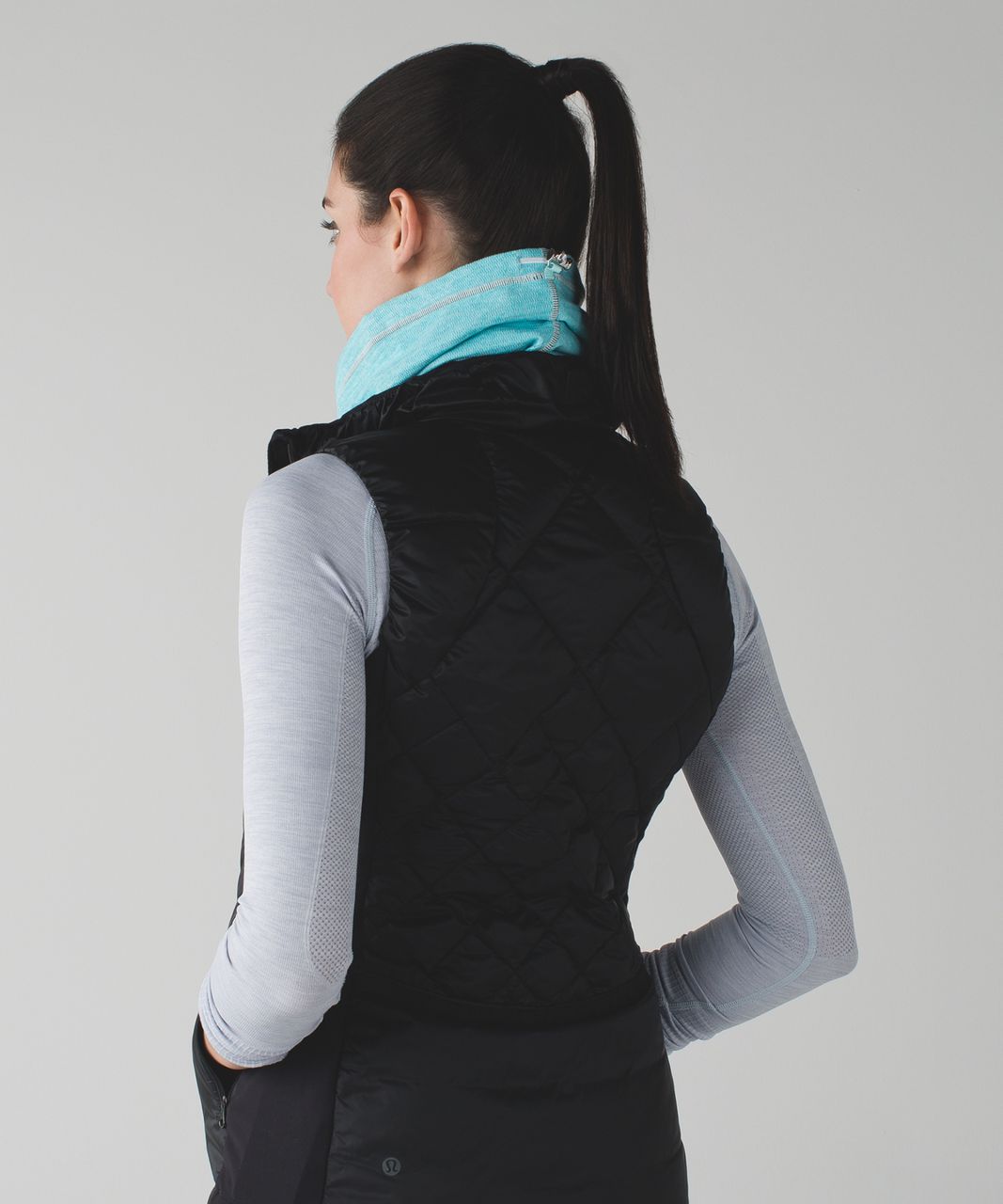 Lululemon Run Fast Neck Warmer - Mini Check Pique Aquamarine Heathered Peacock Blue