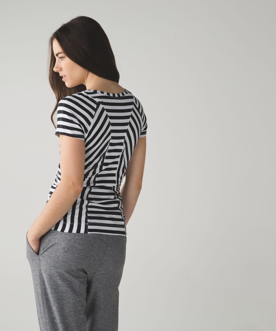 Lululemon Let Be Short Sleeve Tee - Apex Stripe Black White