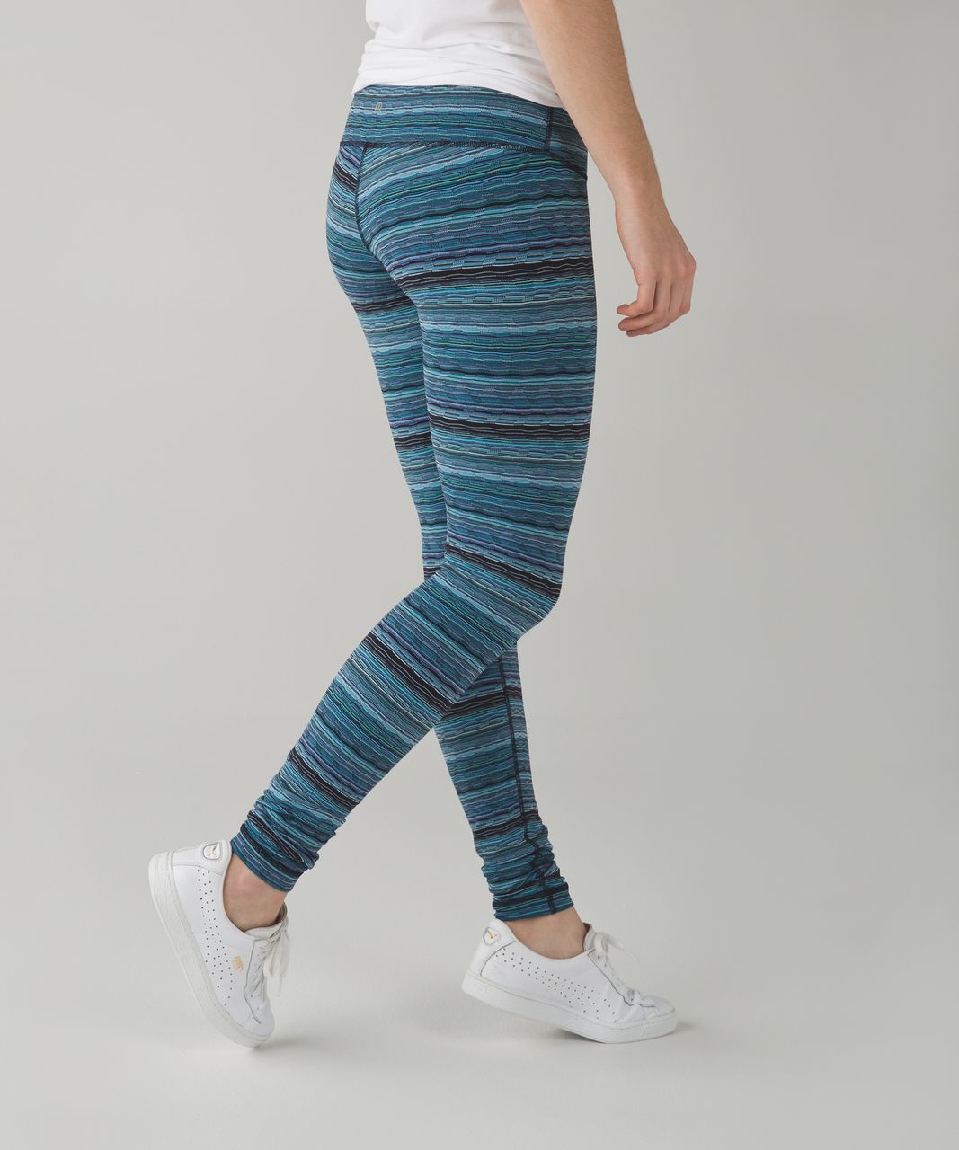 LULULEMON Wunder Under Pant III Space Dye Blue Striped Leggings Women’s Sz 8