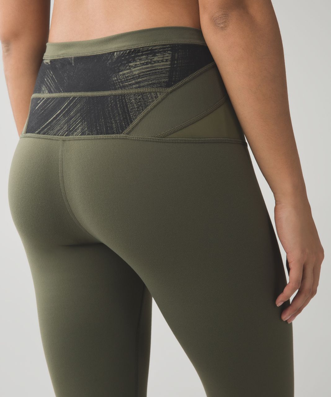 Lululemon Wunder Under Crop (Hi-Rise) *Full-On Luon - Fatigue Green / Wind  Chill Fatigue Green Black - lulu fanatics