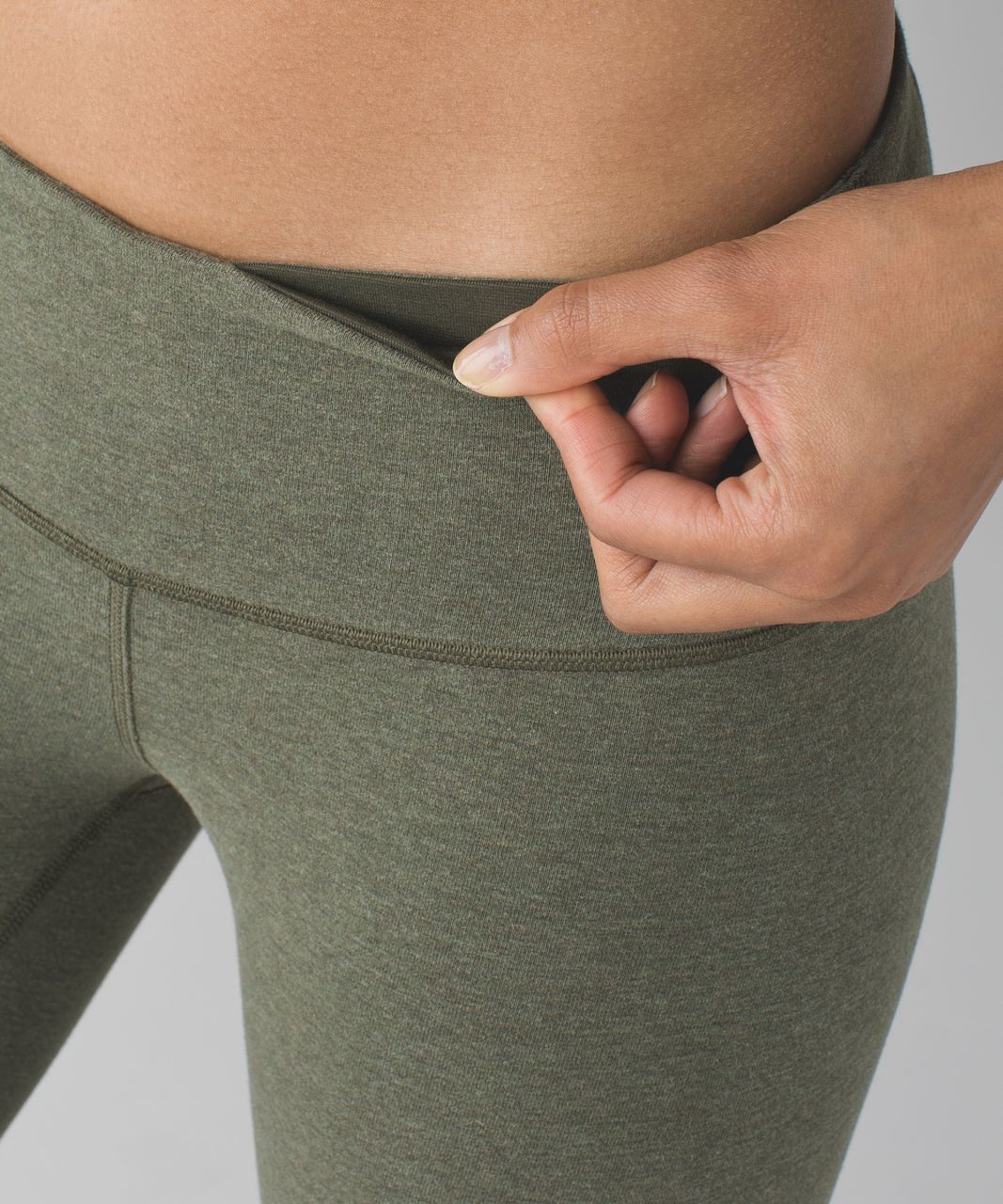 Lululemon Wunder Under Crop III *Cotton - Heathered Fatigue Green