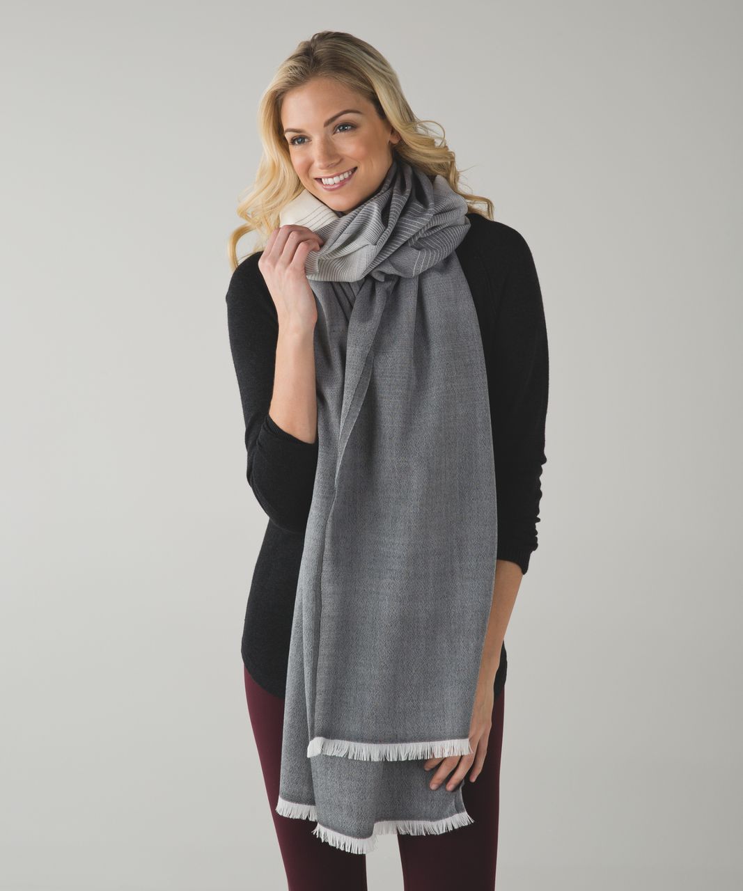 Lululemon Love And Light Scarf - White / Dark Slate / Black