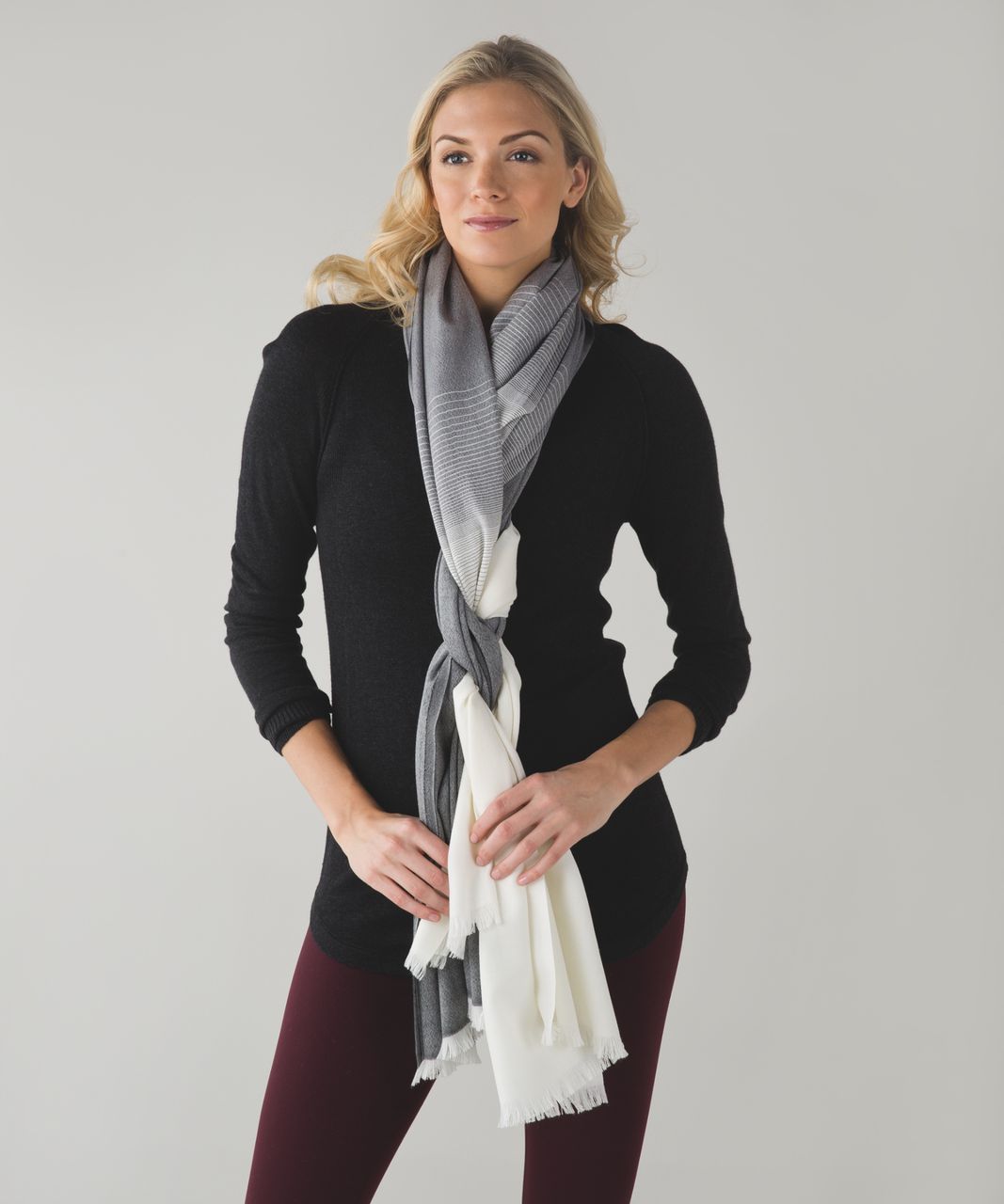 Lululemon Love And Light Scarf - White / Dark Slate / Black