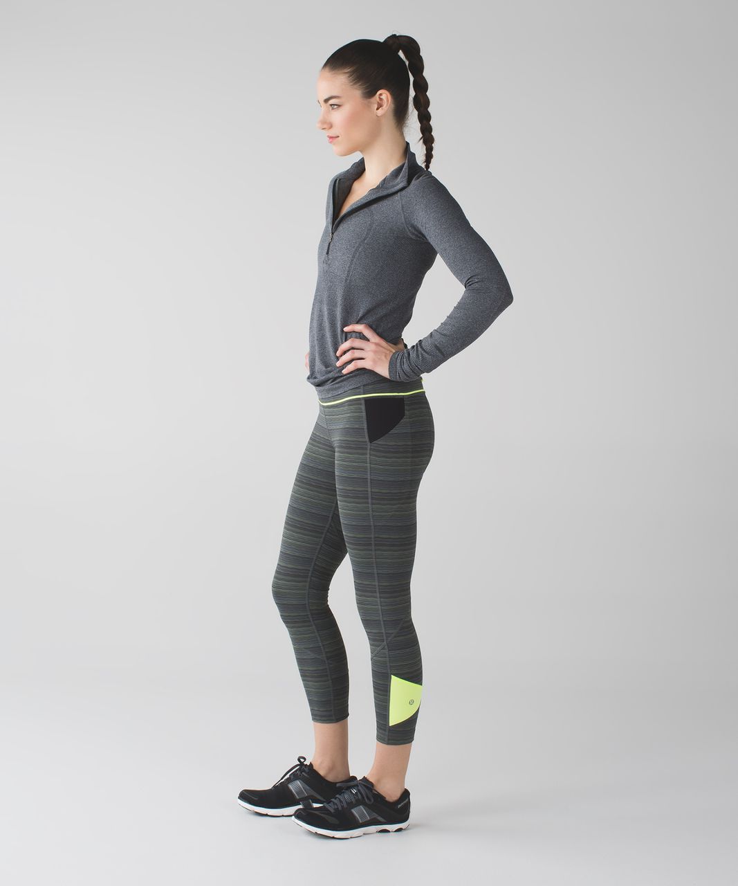 Lululemon Pace Rival Crop *22 - Space Dye Twist Dark Slate Fatigue Green /  Ray - lulu fanatics