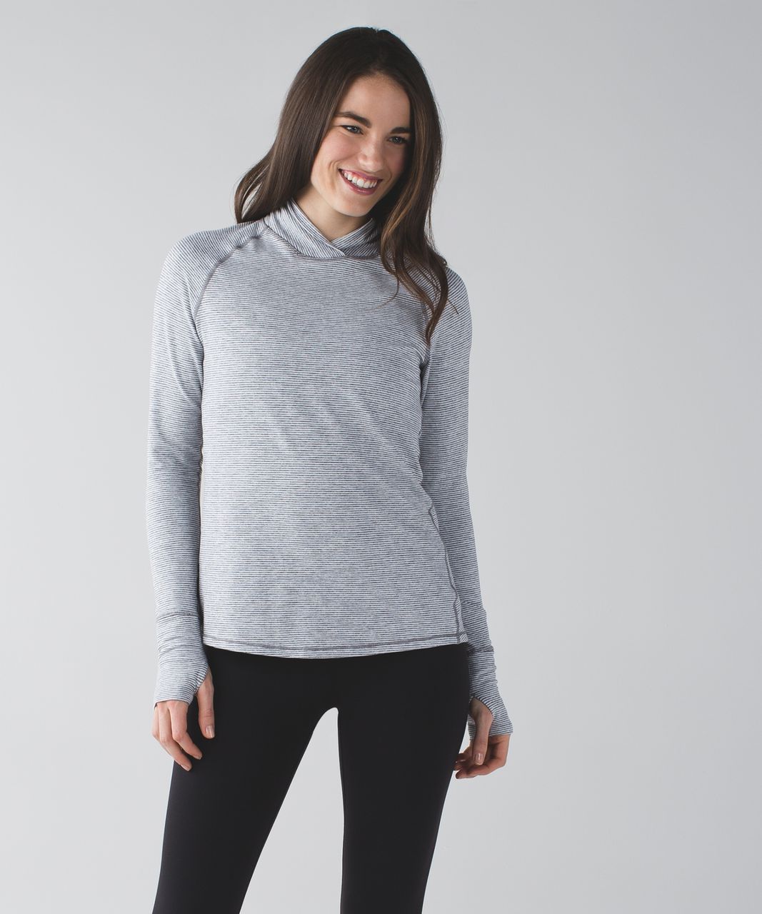 Lululemon Warm Your Core Long Sleeve Tee - Tonka Stripe Heathered Slate White