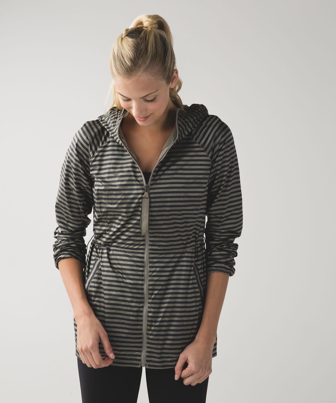 Lululemon Rain for Daze Jacket - Soft Earth / Narrow Bold Stripe Printed Soft Earth Black