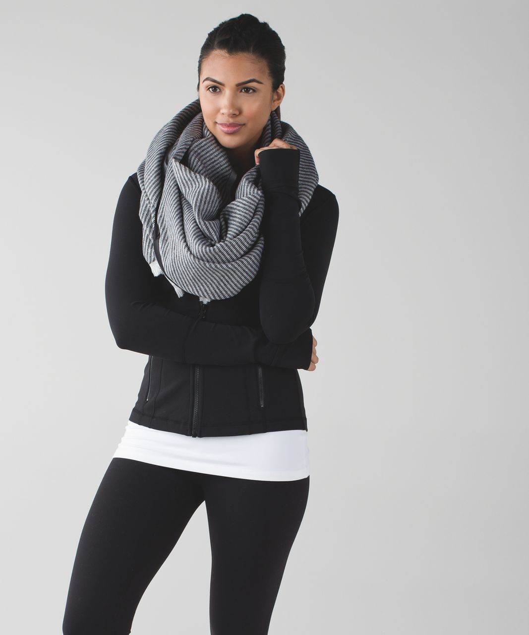 Lululemon Sit In Silence Scarf - Telemark Print White Black / White